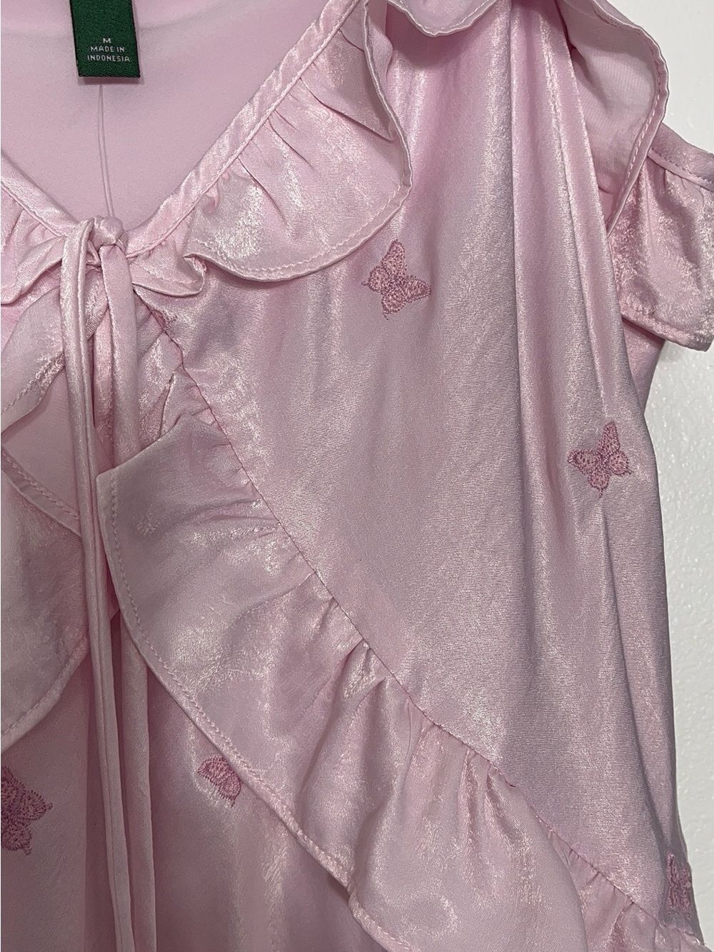 wild fable Pink Ruffle Butterfly Satin dress - Picture 3 of 7